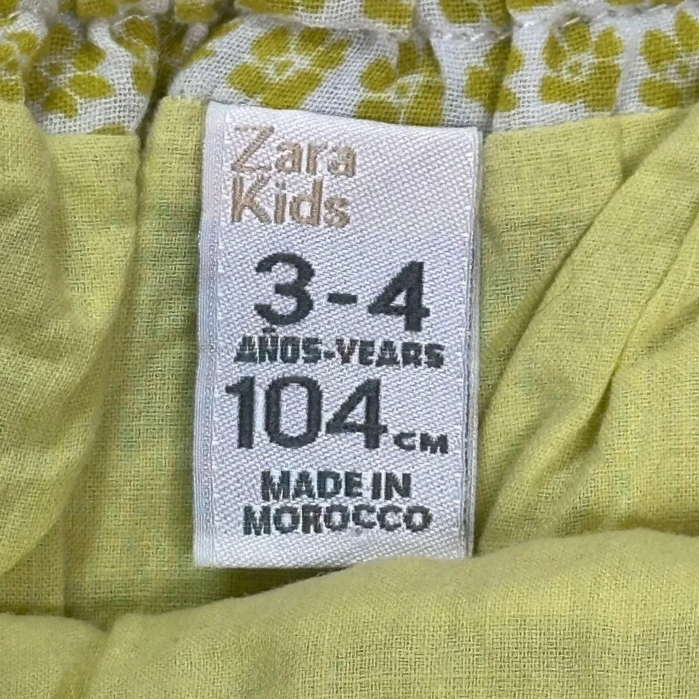 Zara Kids Girls Toddler 3-4 Yellow White Ruffle Tiered Elastic Waist Pull On - Picture 5 of 7